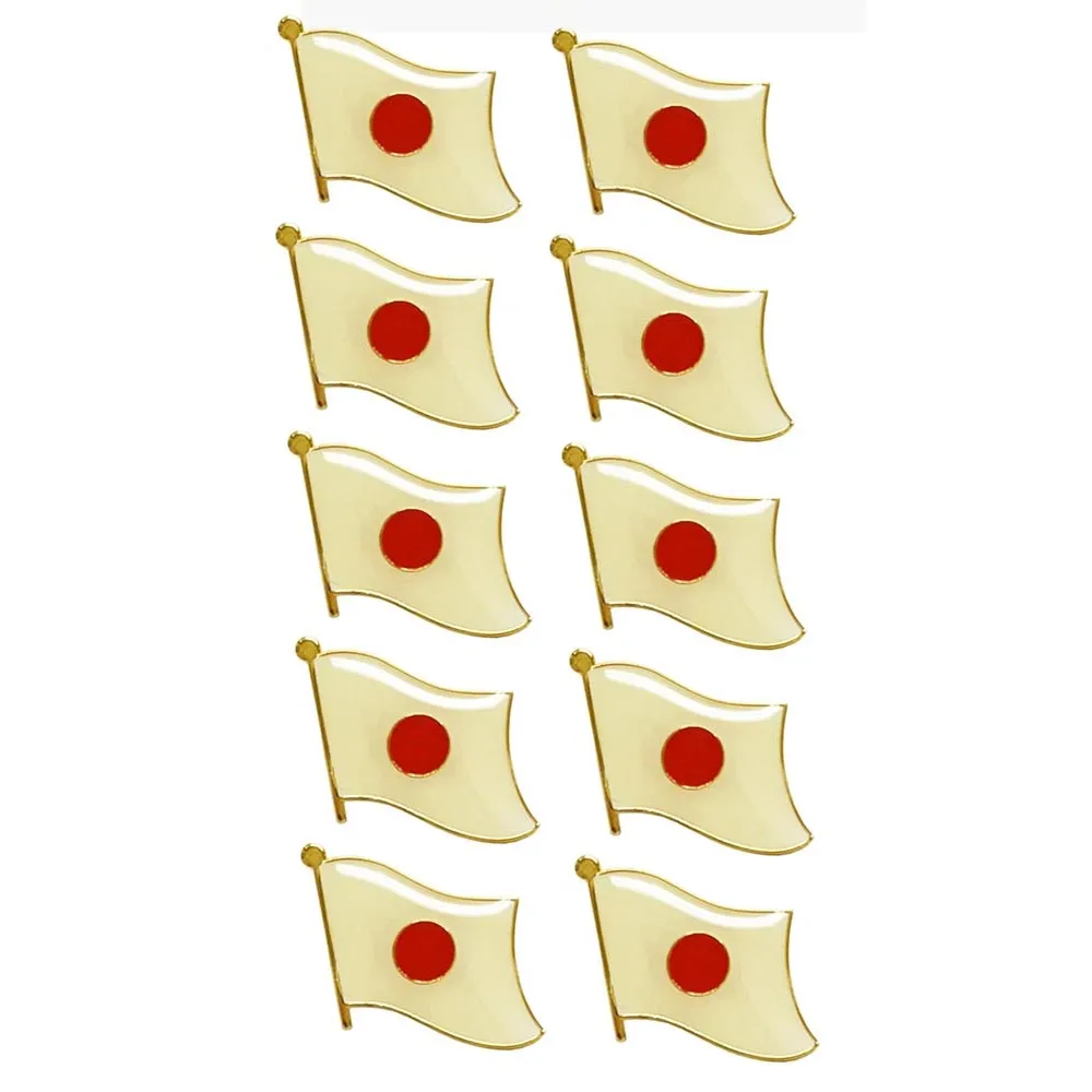 10 Pc Japan Flag Lapel Pins Enamel Badge Support Country Hat Men Women Patriotic