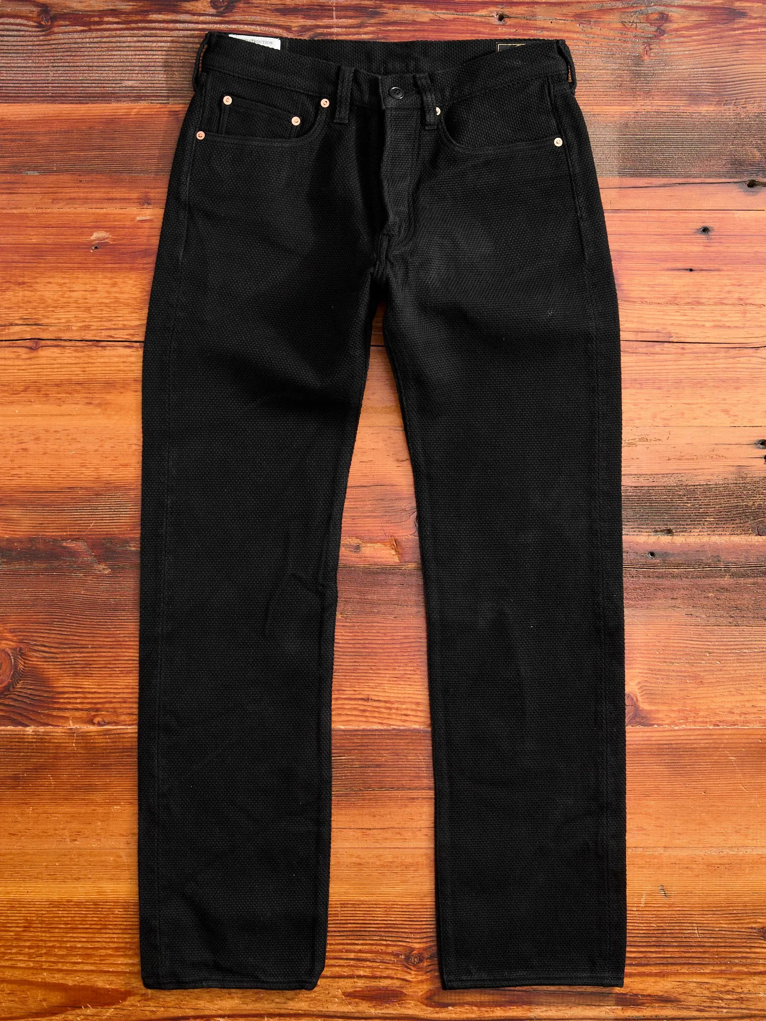 Slim Straight Fit 14oz Deep Black Kurozome Selvedge Sashiko Pants - 1877S Collection