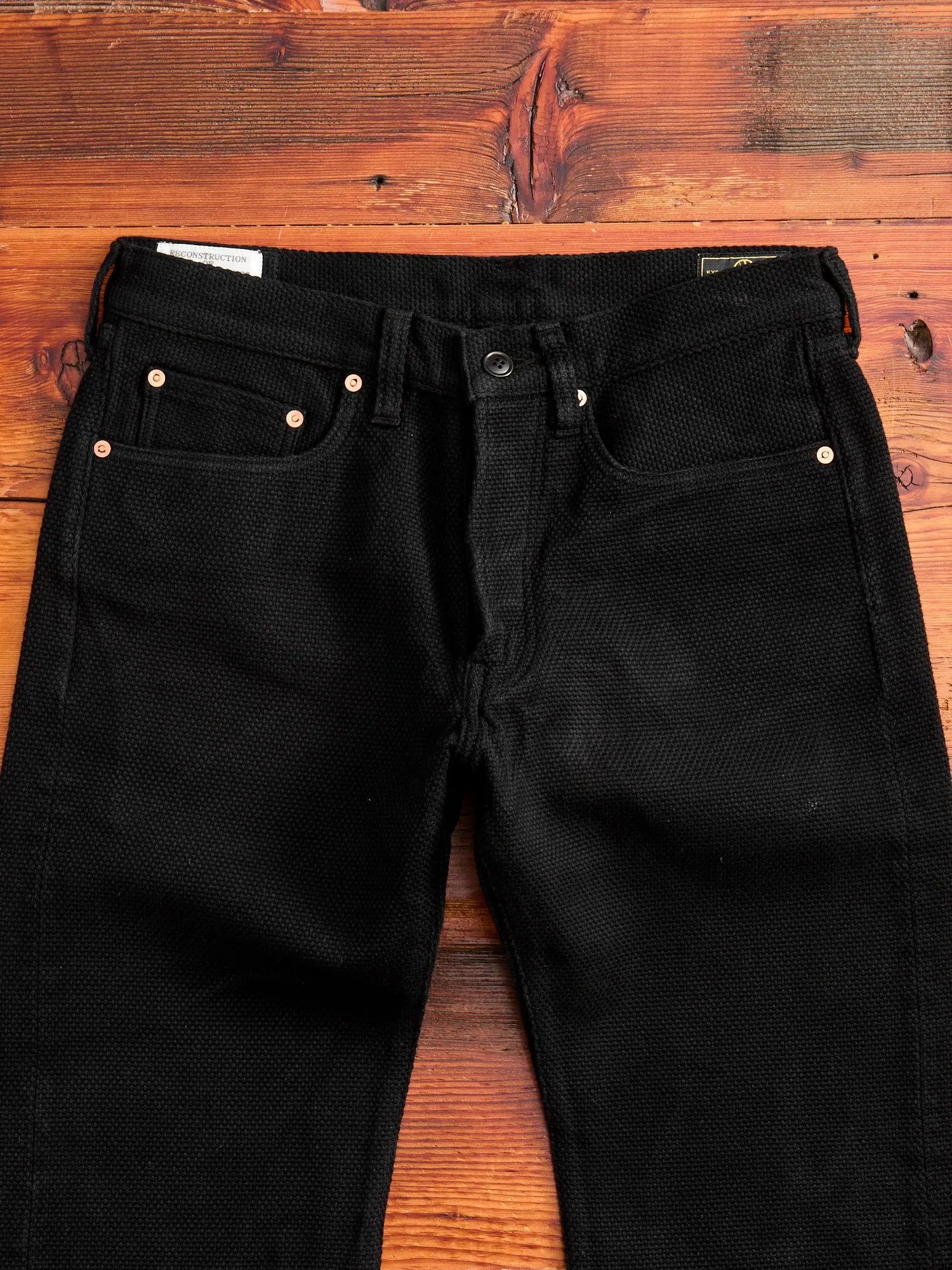 Slim Straight Fit 14oz Deep Black Kurozome Selvedge Sashiko Pants - 1877S Collection