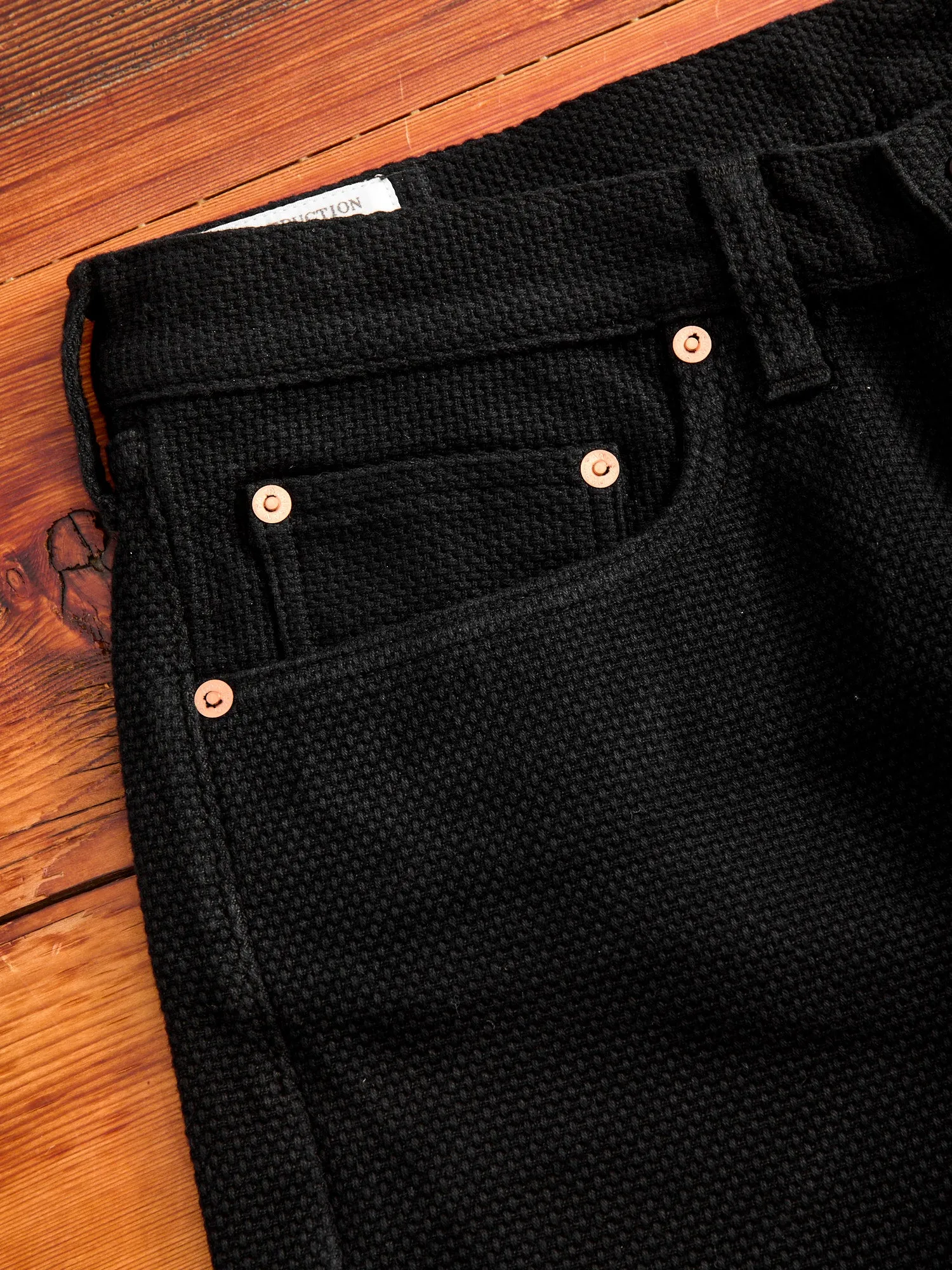 Slim Straight Fit 14oz Deep Black Kurozome Selvedge Sashiko Pants - 1877S Collection