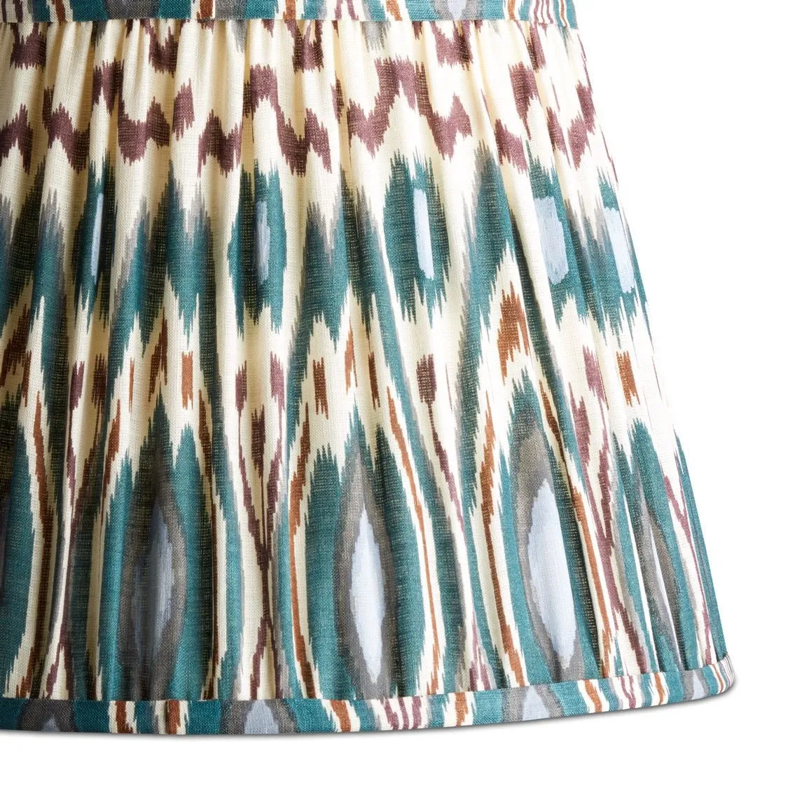 20cm empire printed linen ikat shade in teal heraldic