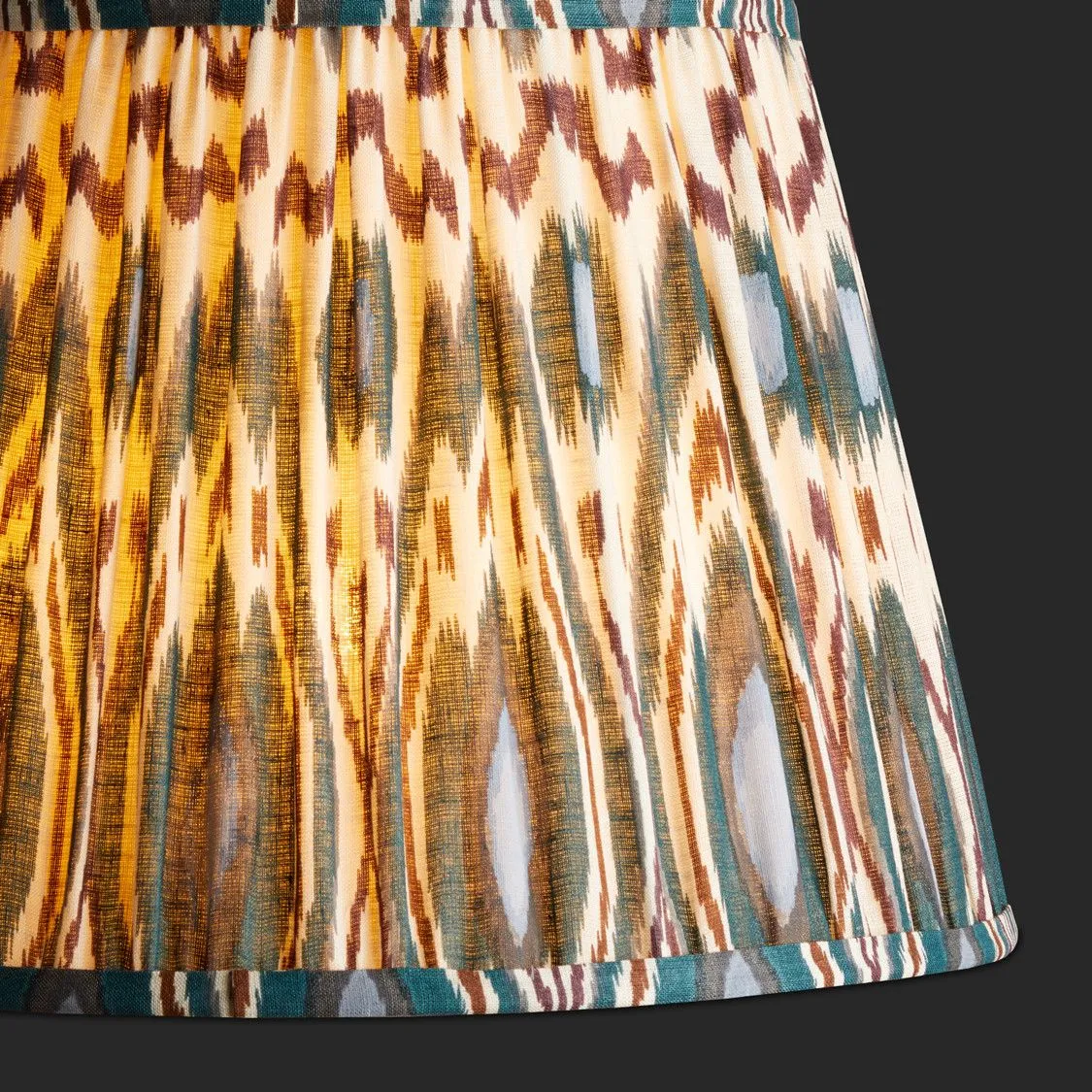20cm empire printed linen ikat shade in teal heraldic