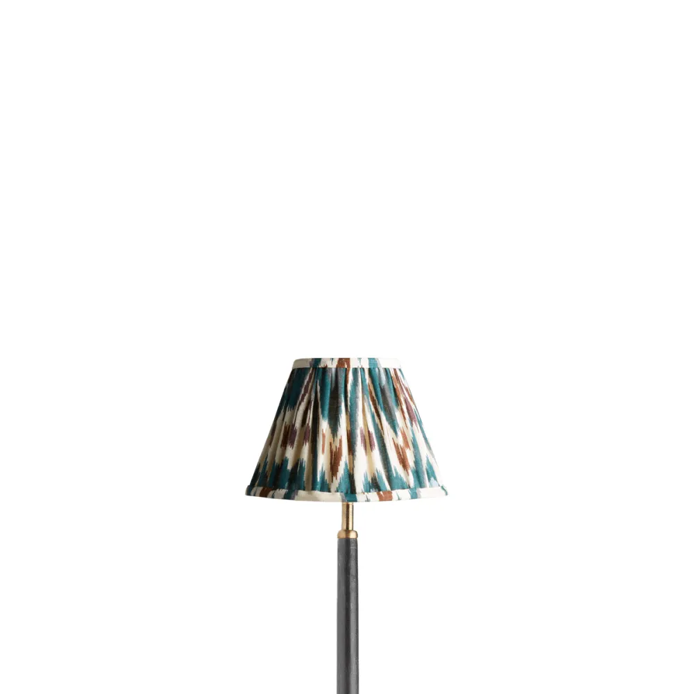 20cm empire printed linen ikat shade in teal heraldic