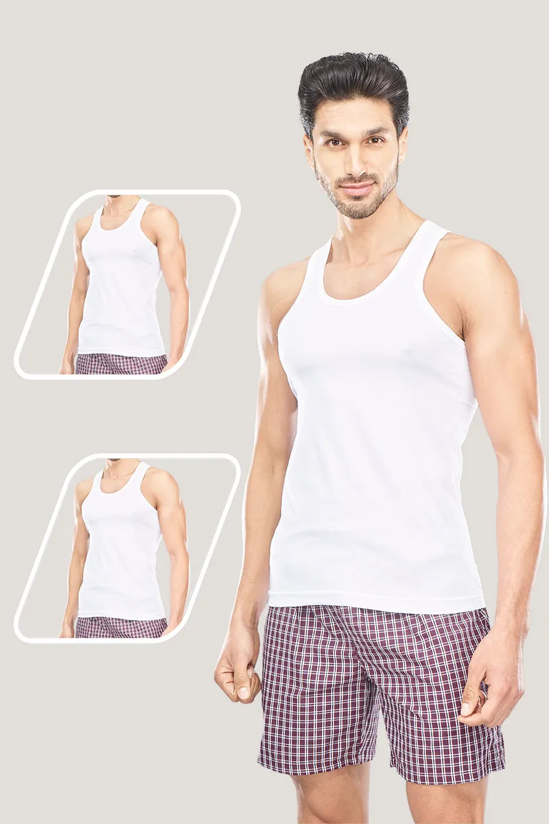 Alpha RN - 100% Cotton White Vest For Mens Combo (Pack of 3) | Ariser