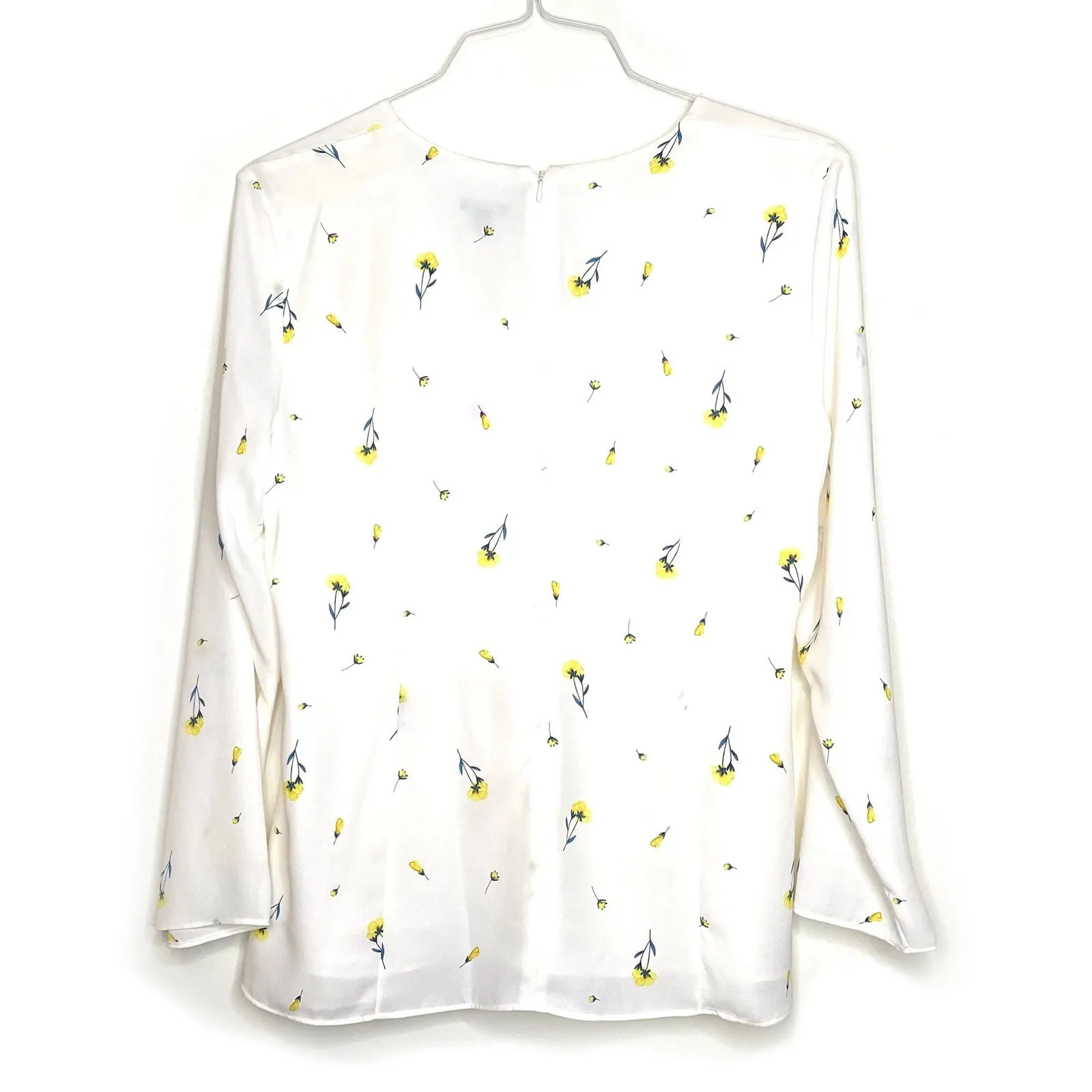Ann Taylor Womens Size 16 White Floral Blouse Top Twist Shirt NWT