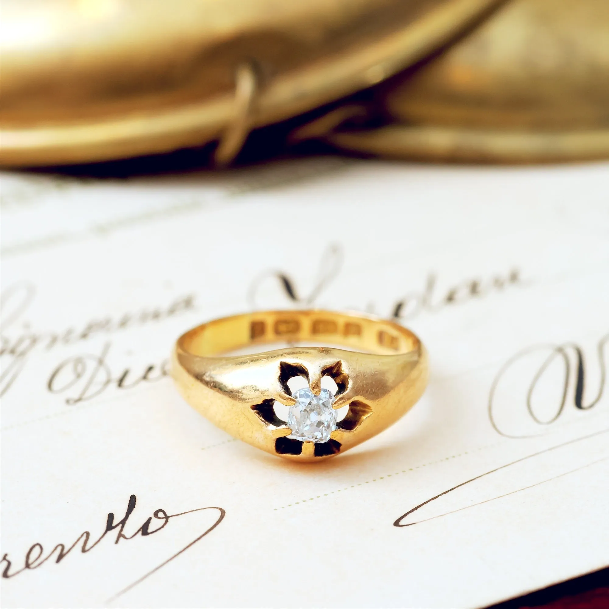 Antique Date 1874 Victorian Diamond Solitaire Ring