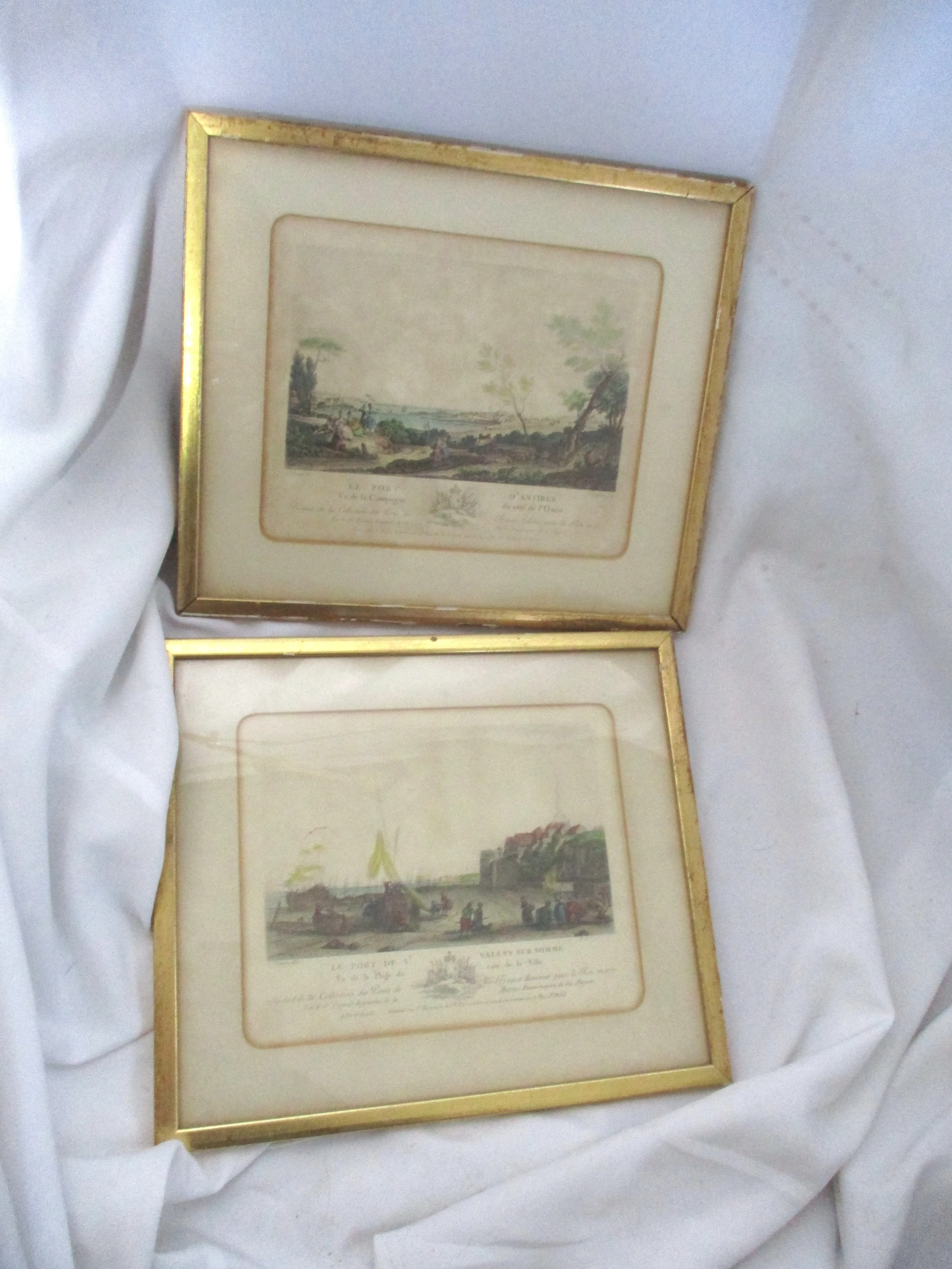 Antique Set 1700s  FRENCH Landmark Lithograph Picture Print ART Decor