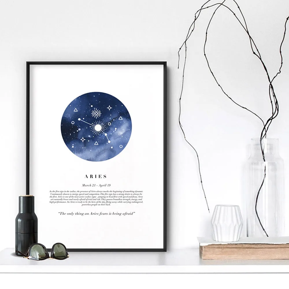 Aries Star Sign | Watercolour Circle - Art Print
