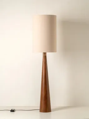 Baneza - aged brass and wood cone floor lamp