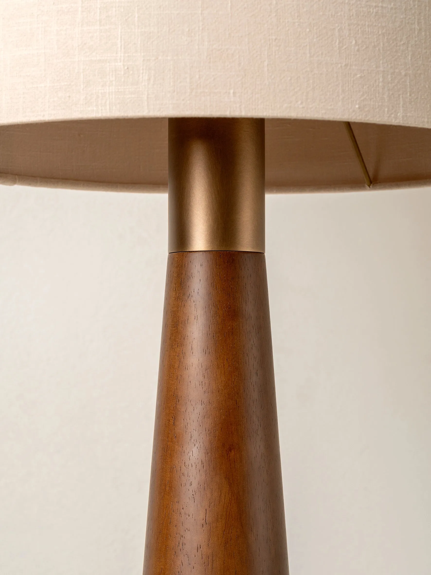 Baneza - aged brass and wood cone floor lamp