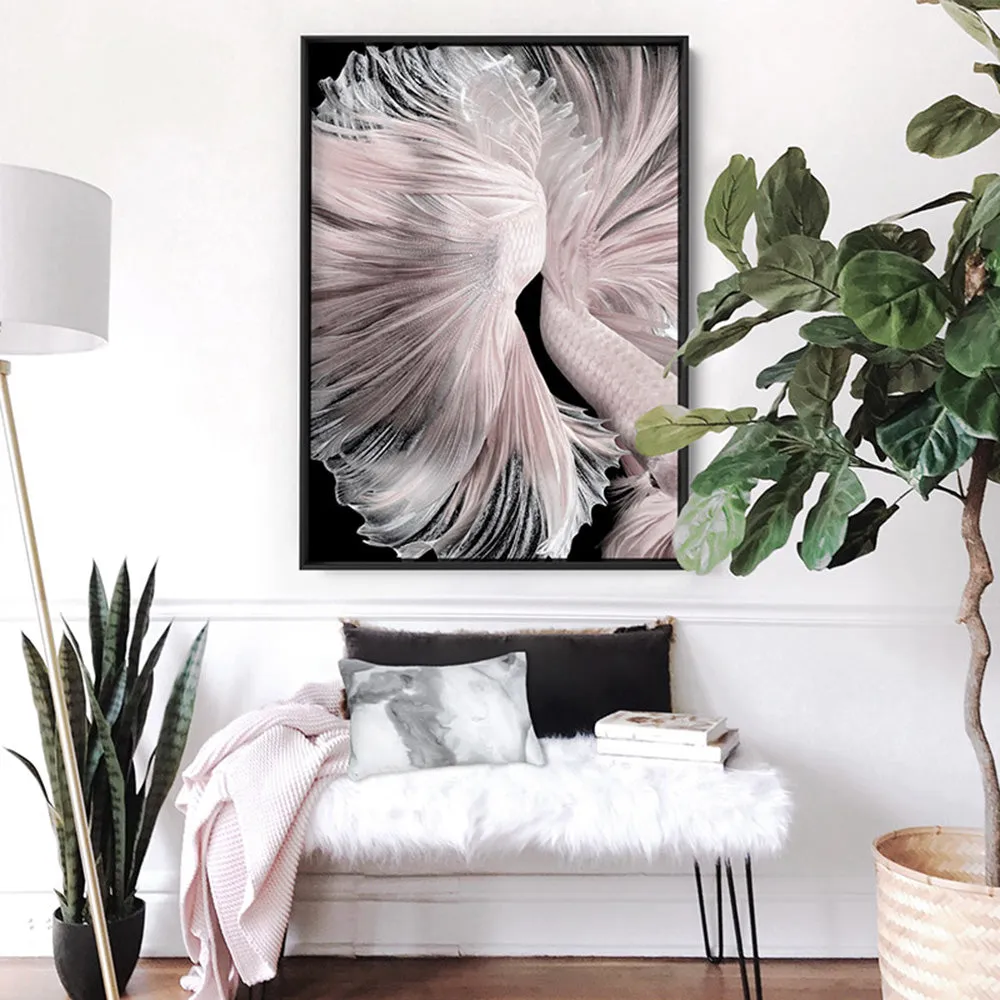 Betta Pair in Pale Pink & Black II - Art Print