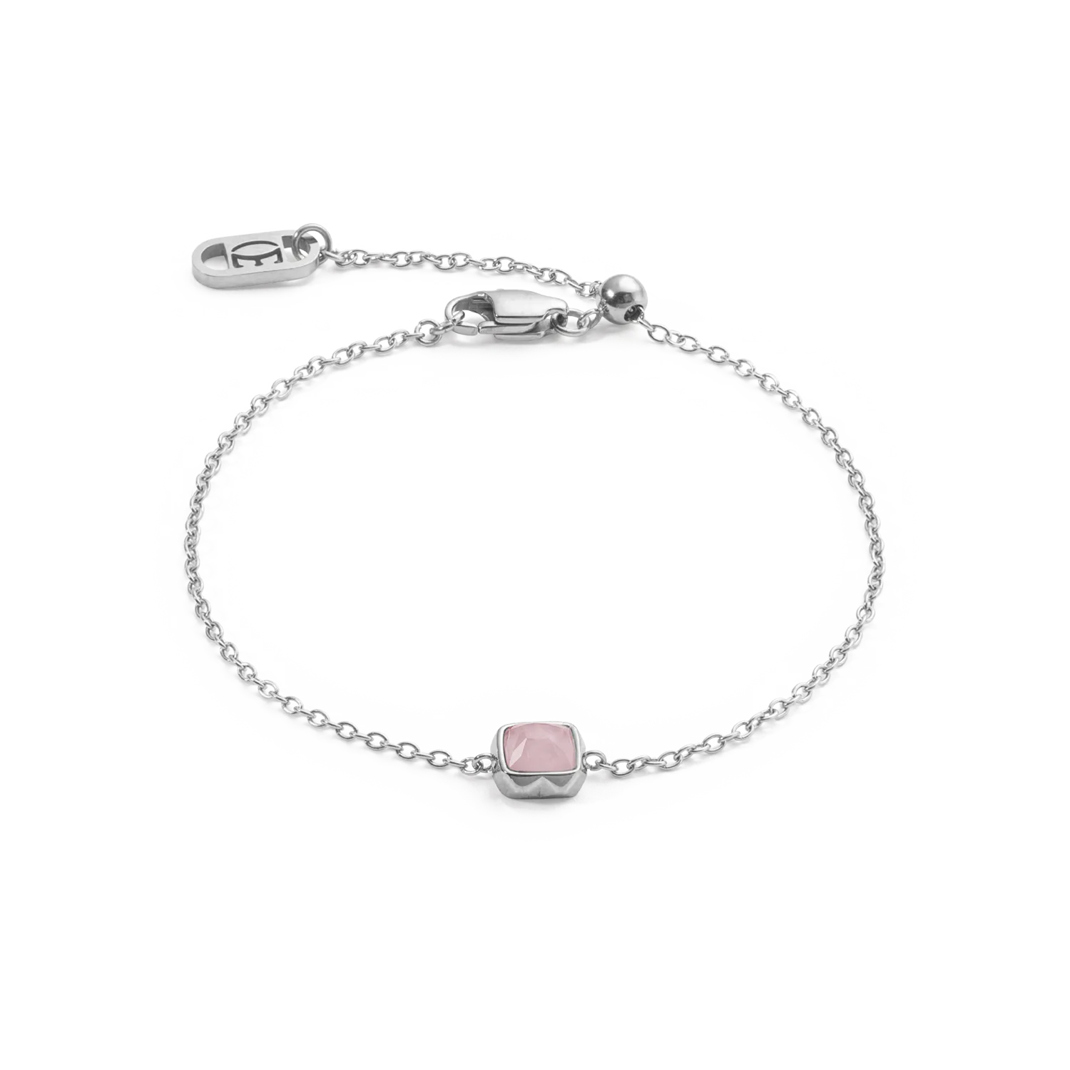Birthstone October Bracelet Rose Quartz Silver