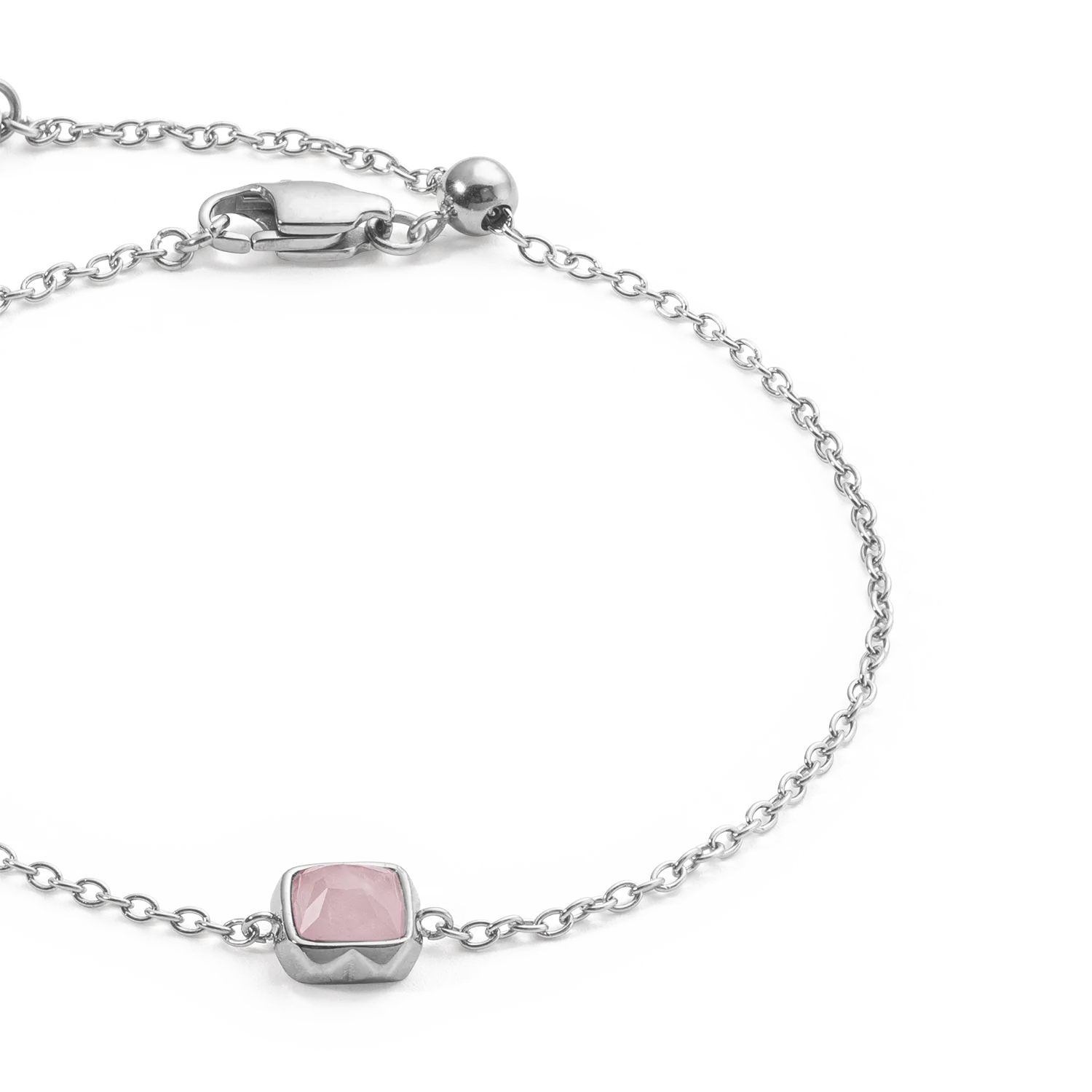 Birthstone October Bracelet Rose Quartz Silver