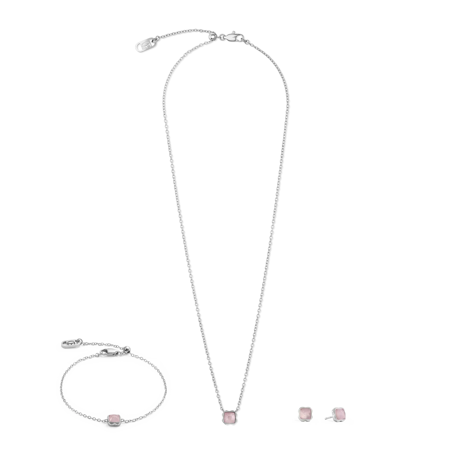 Birthstone October Bracelet Rose Quartz Silver