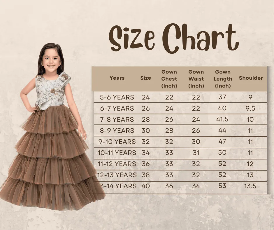 Biscuit Coloured Imported Net Gown For Girls\ Fancy Style Bow Concept Gown For Girls