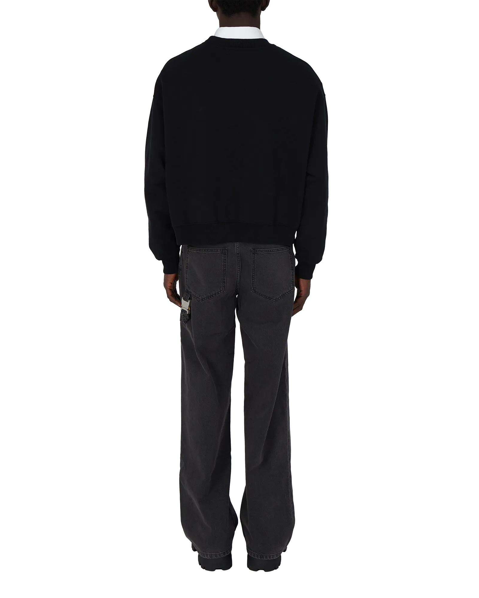 BLACK BOXY CREWNECK SWEATSHIRT