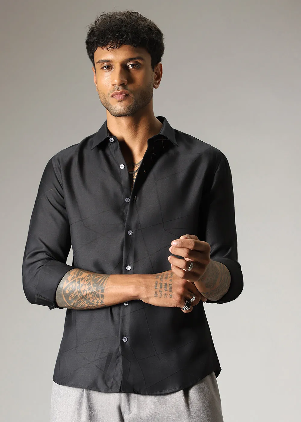 Black Lazer Cut Shirt