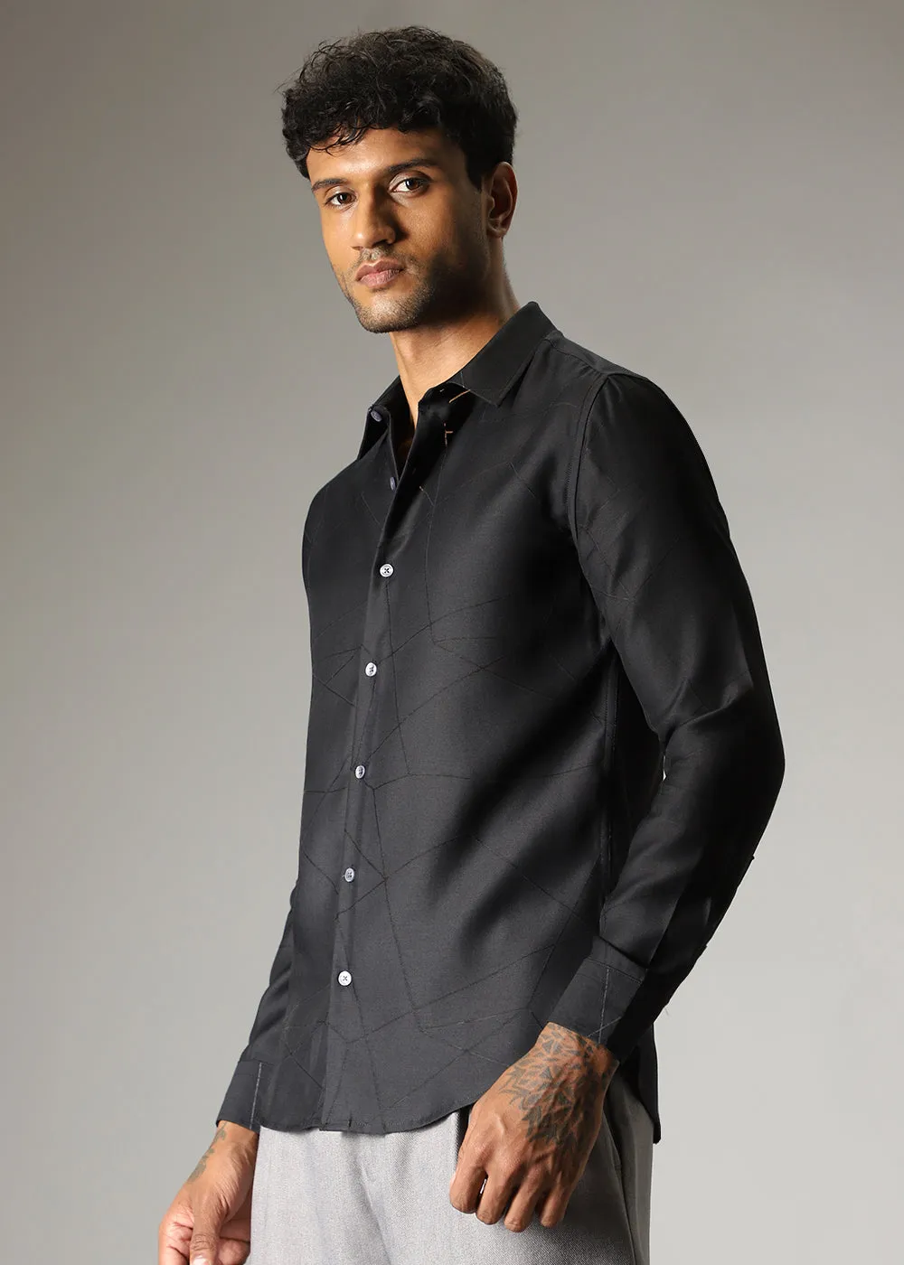 Black Lazer Cut Shirt