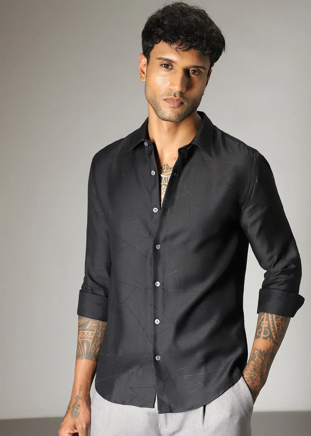 Black Lazer Cut Shirt