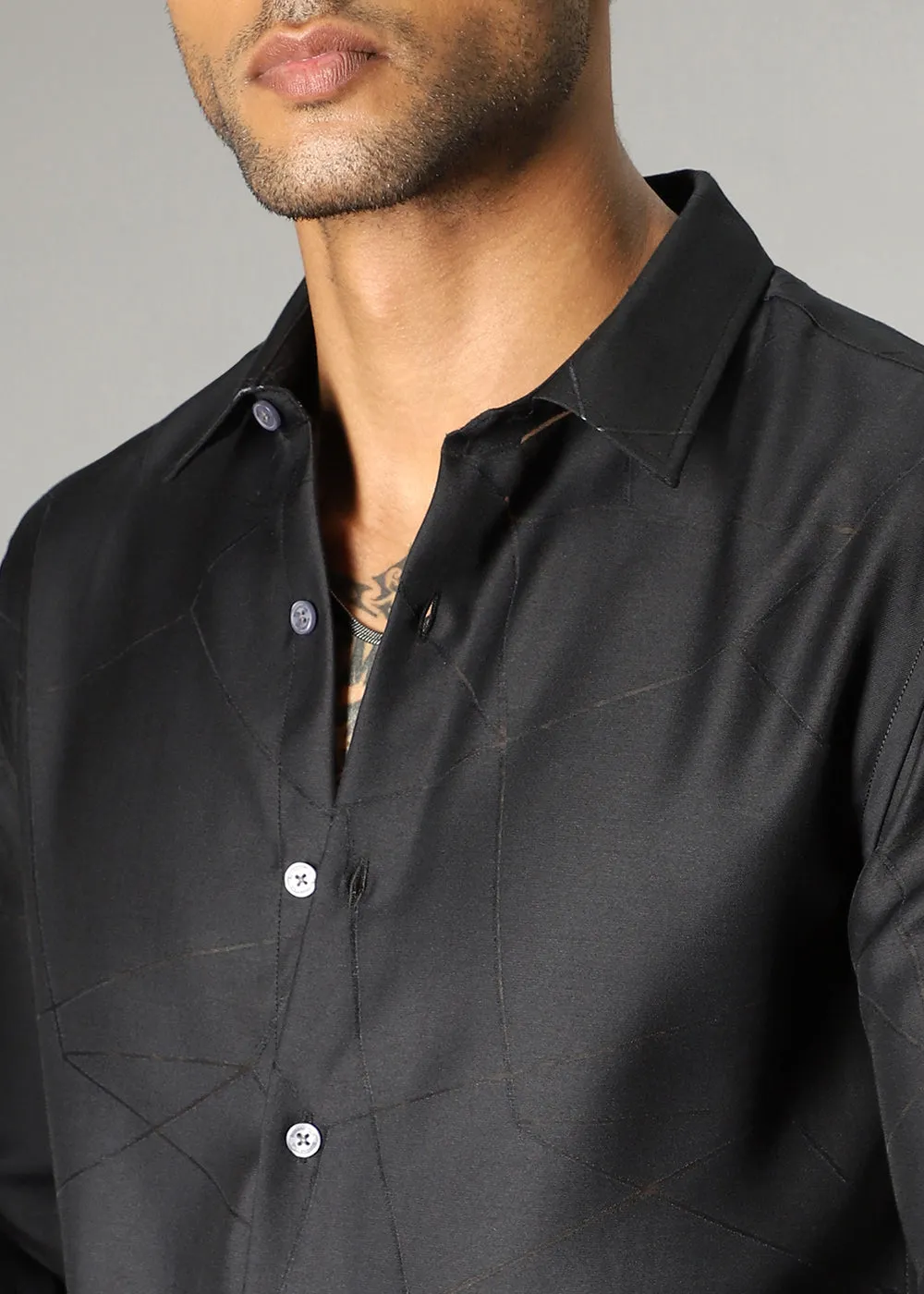 Black Lazer Cut Shirt