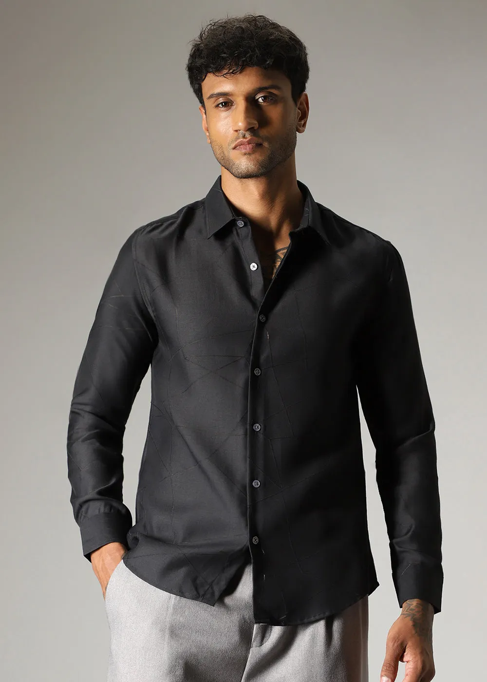 Black Lazer Cut Shirt
