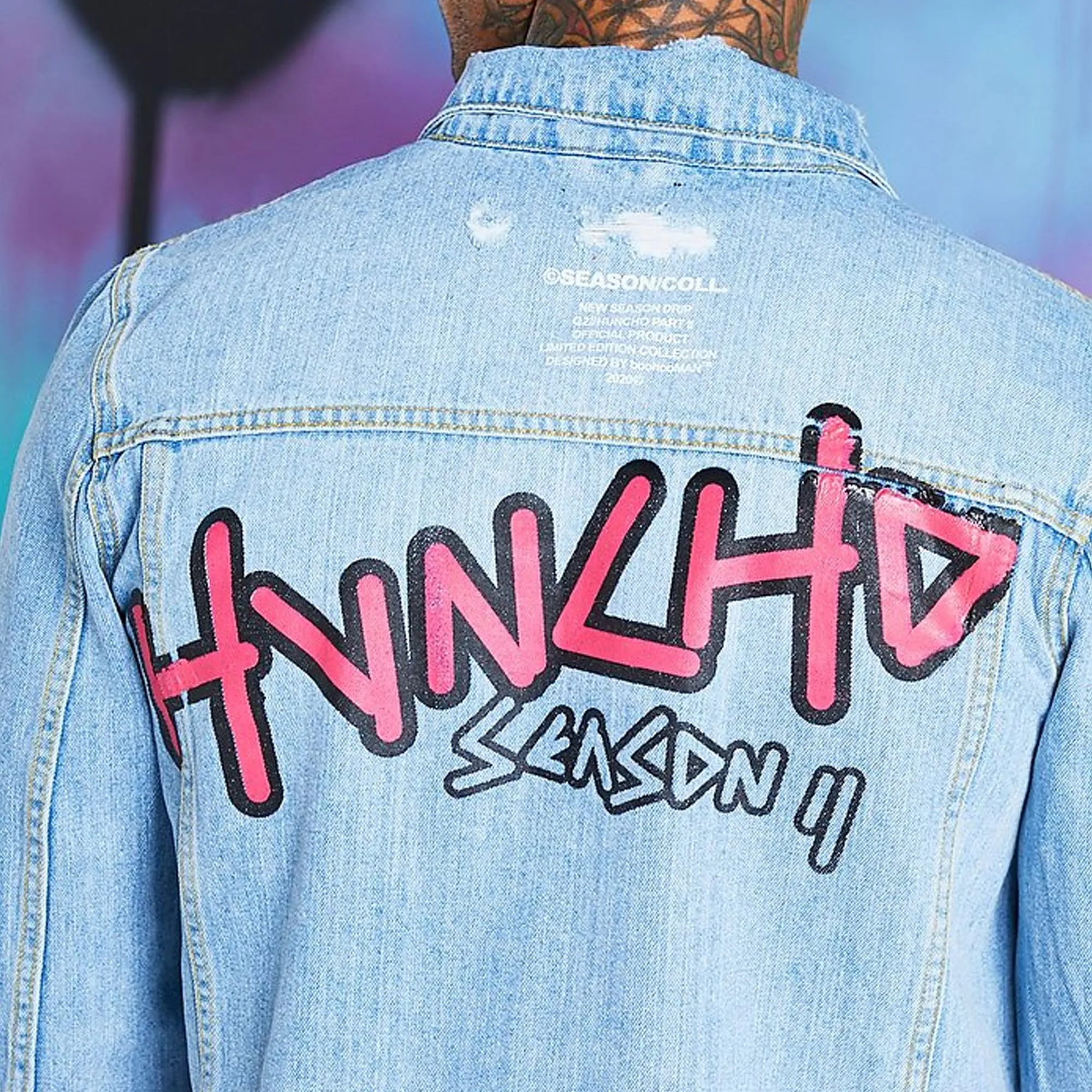BOOHOO.MAN - Men 'Blue' Quavo Denim With Huncho Print Jacket MN095