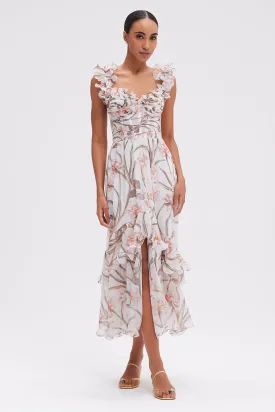 BOTANIC RETRO FLUTTER MAXI DRESS