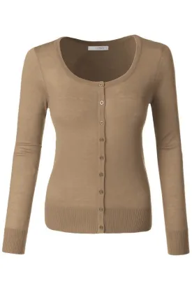 Brown Long Sleeve Button Down Cardigan