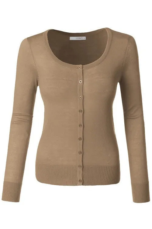 Brown Long Sleeve Button Down Cardigan