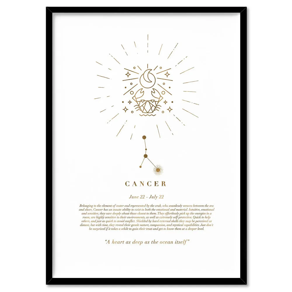 Cancer Star Sign | Celestial Boho (faux look foil) - Art Print