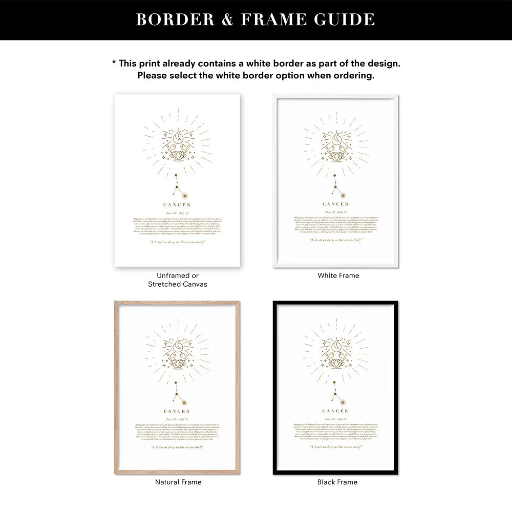 Cancer Star Sign | Celestial Boho (faux look foil) - Art Print