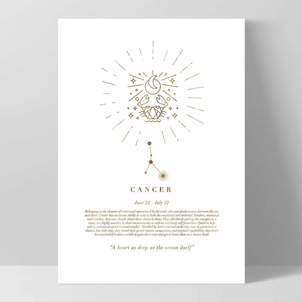 Cancer Star Sign | Celestial Boho (faux look foil) - Art Print