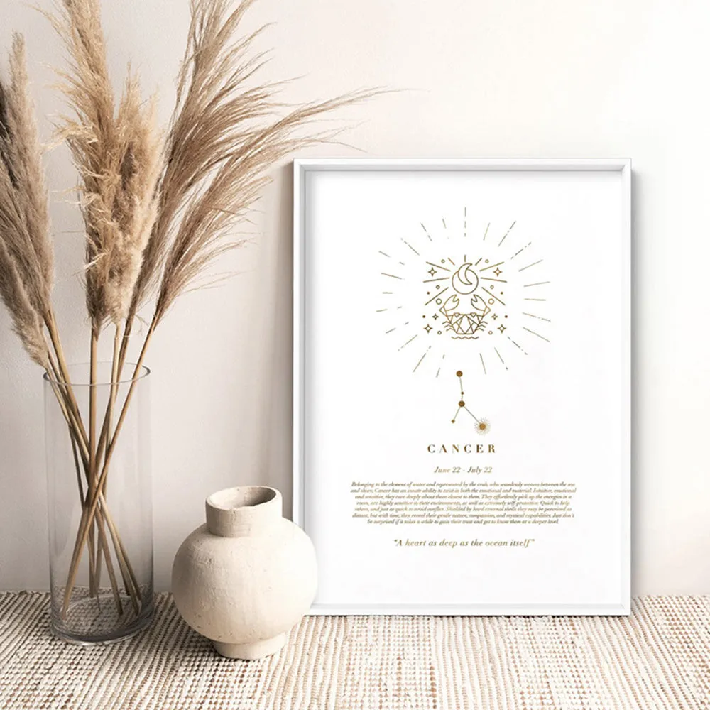 Cancer Star Sign | Celestial Boho (faux look foil) - Art Print