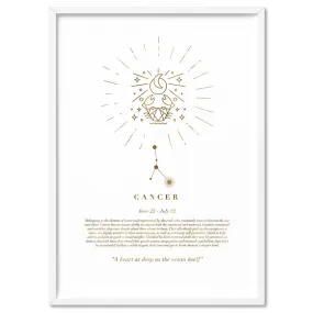 Cancer Star Sign | Celestial Boho (faux look foil) - Art Print