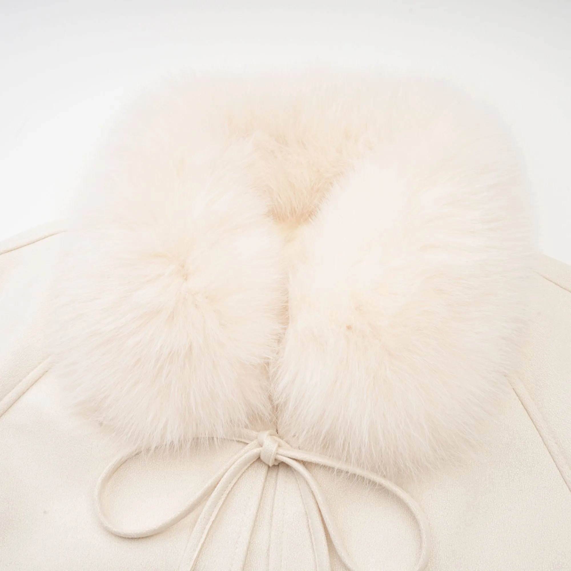Ccile white suede fur padded short coat
