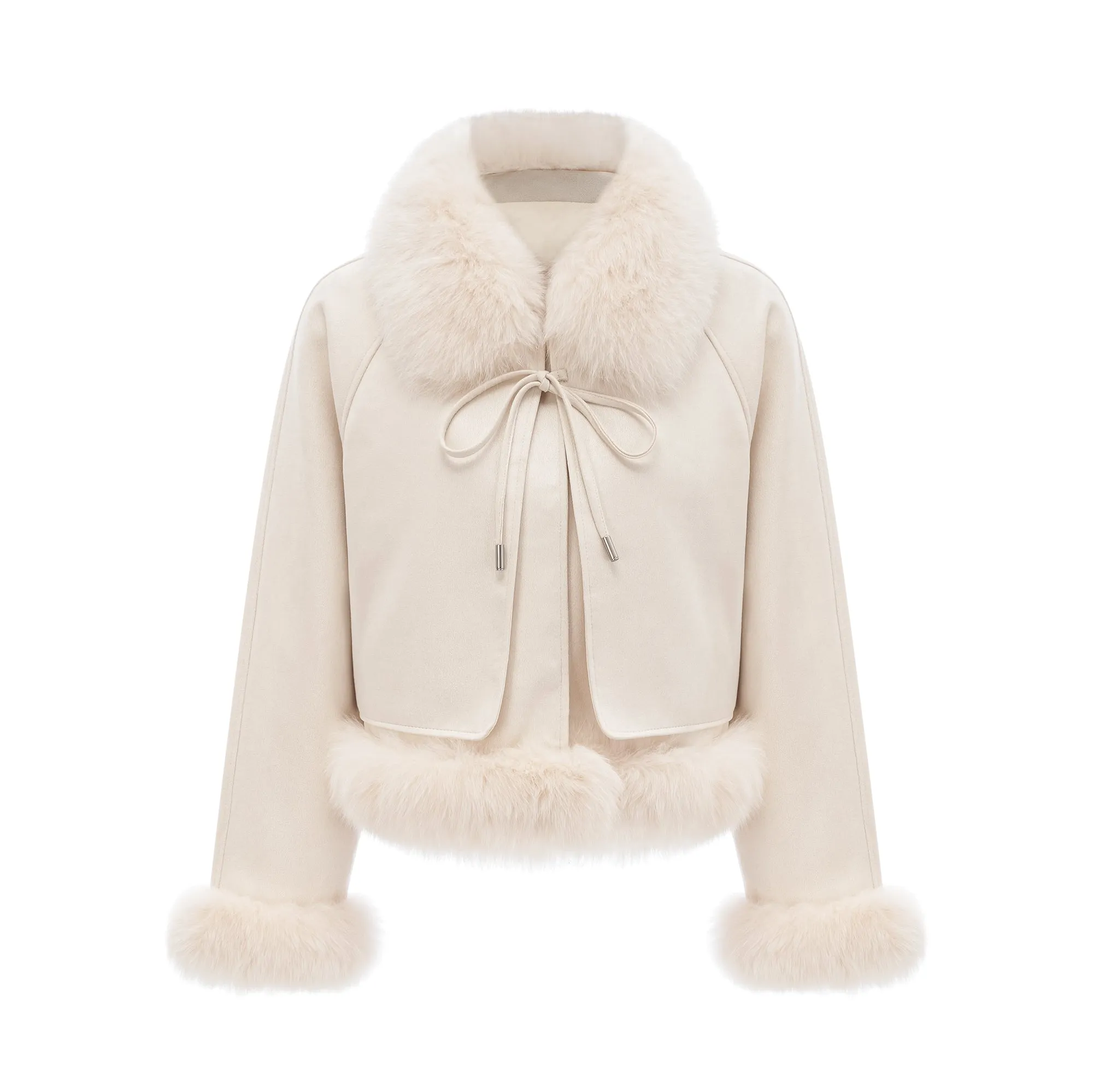 Ccile white suede fur padded short coat