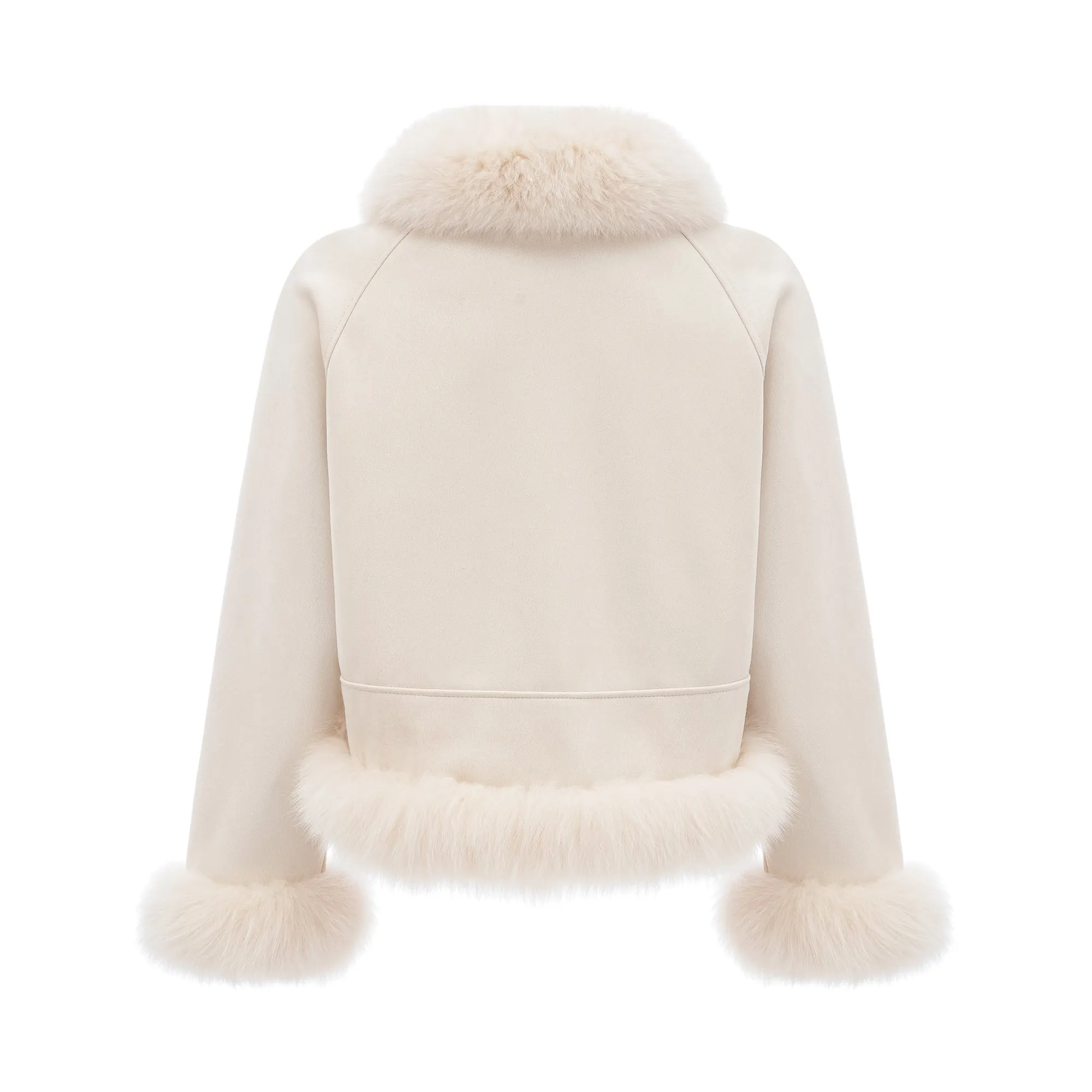 Ccile white suede fur padded short coat