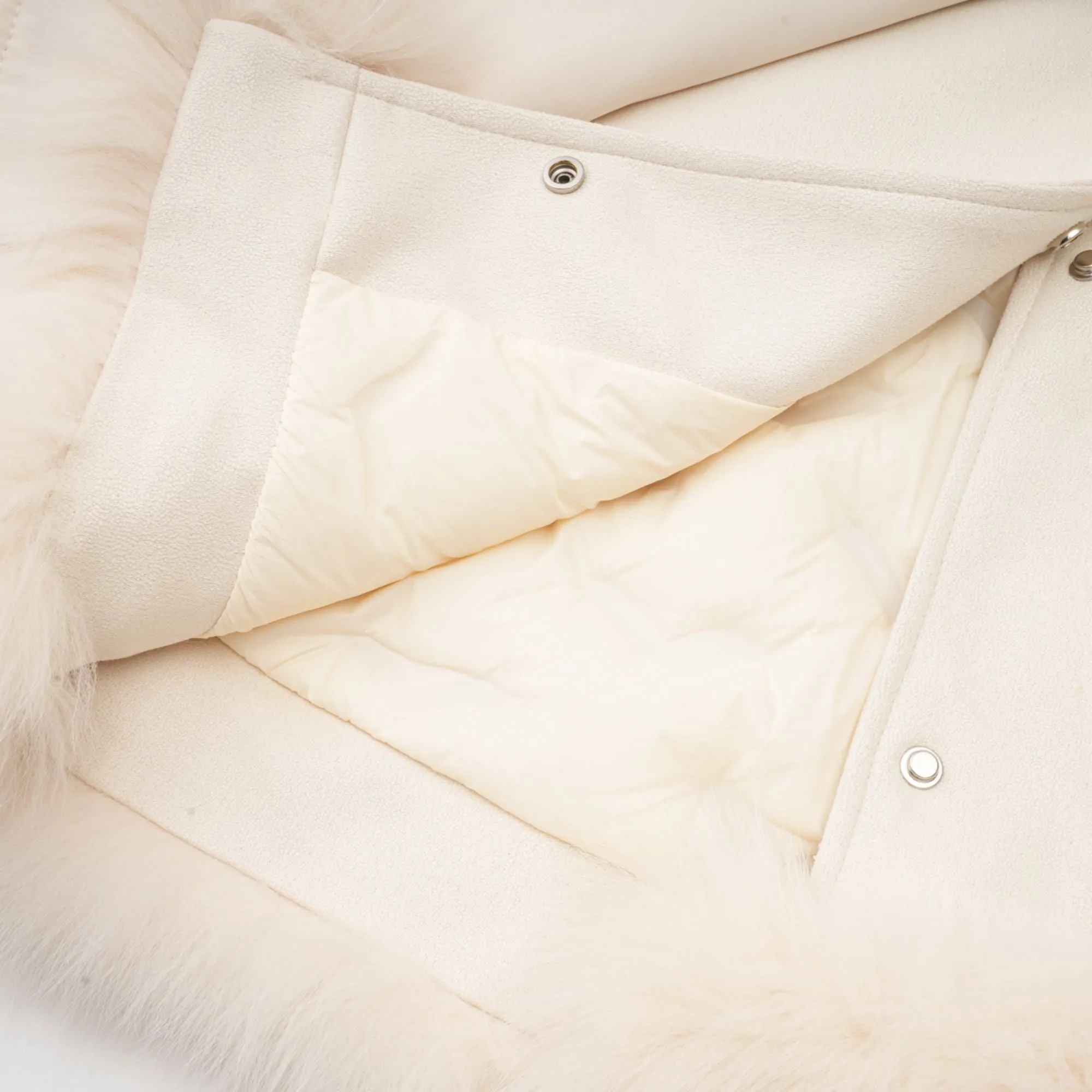 Ccile white suede fur padded short coat
