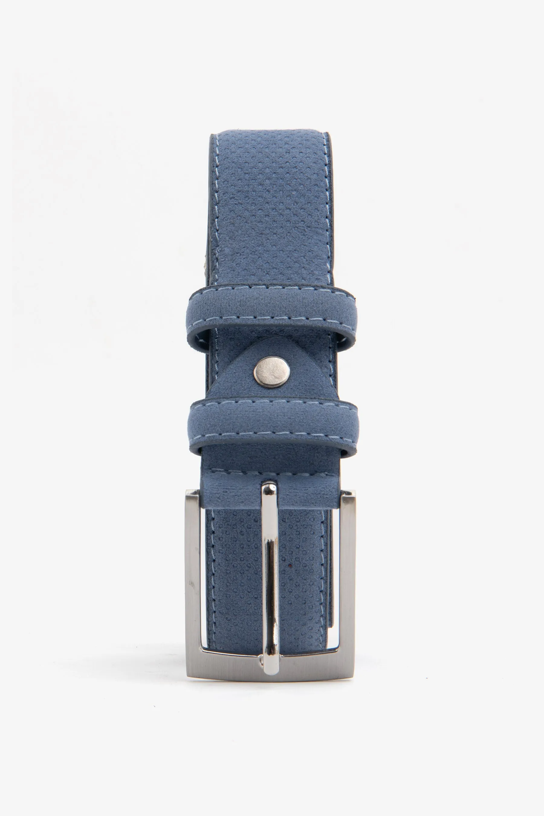 Cintura ecopelle traforata denim