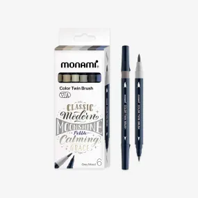 COLOR TWIN BRUSH PEN SET OF 6 // GREY MOOD