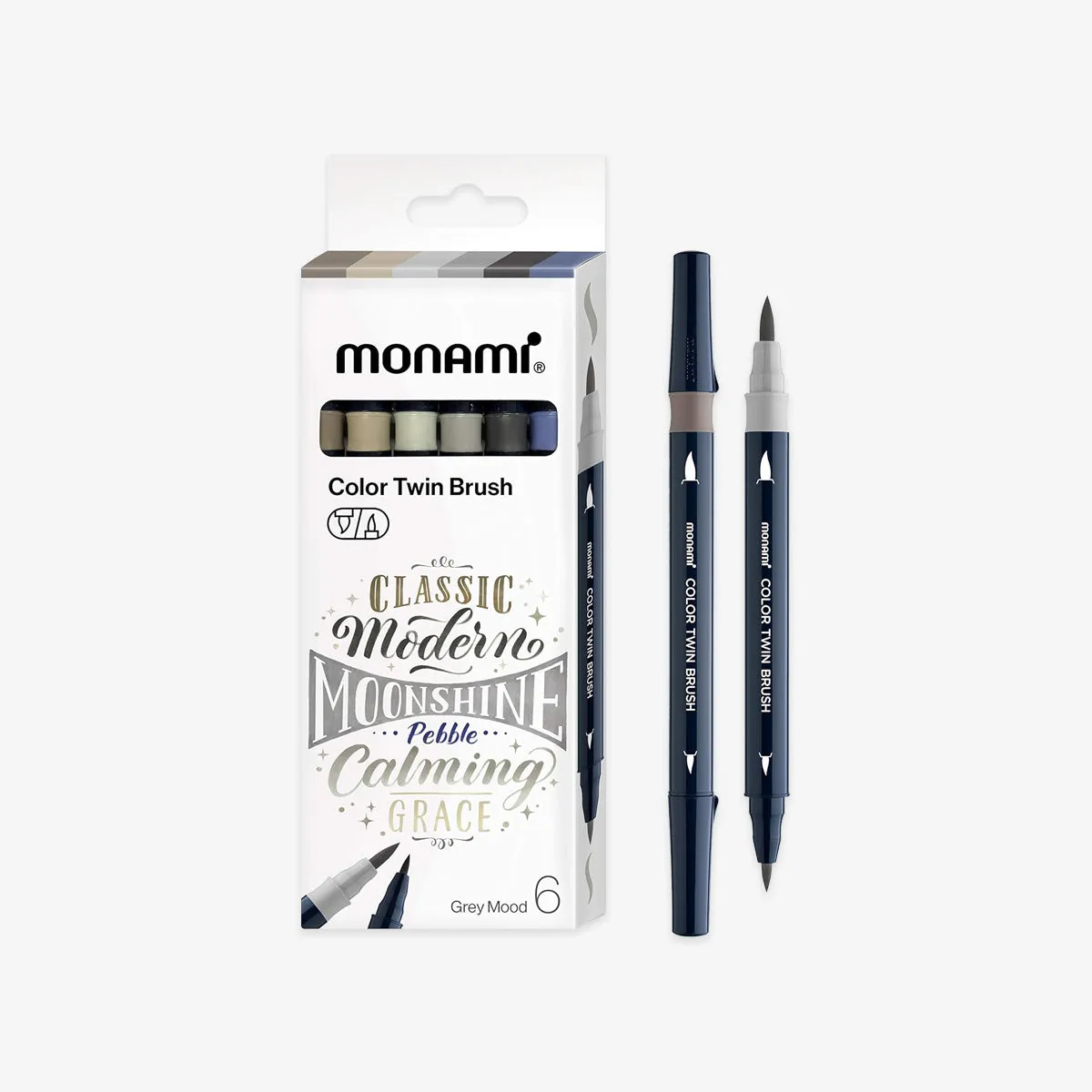 COLOR TWIN BRUSH PEN SET OF 6 // GREY MOOD