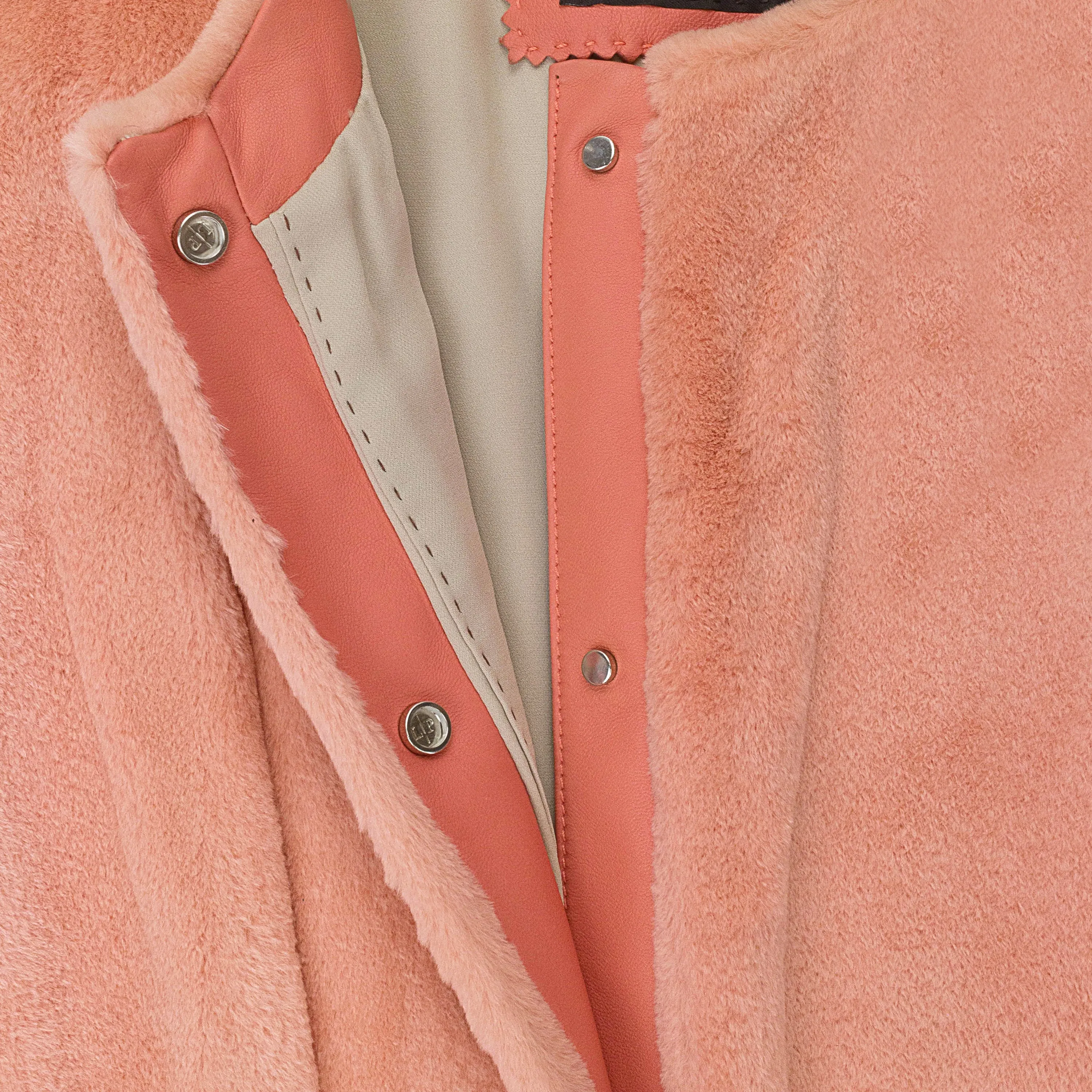COLORBLOCK PATTERN FUR CORAL JACKET