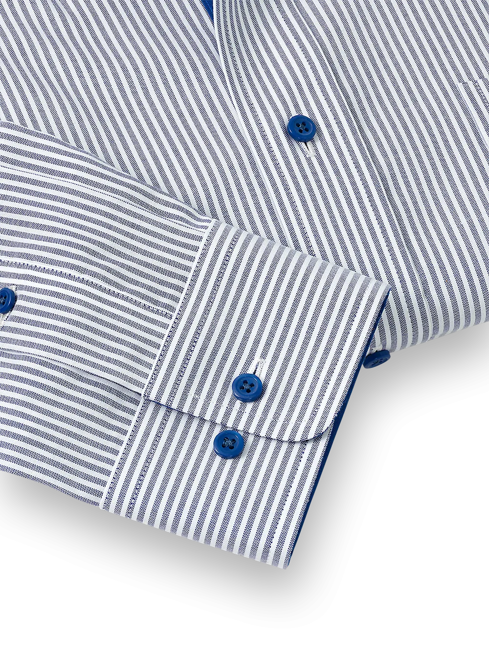 Comfort Stretch Non-Iron Stripe Dress Shirt With Contrast Trim - Cobalt