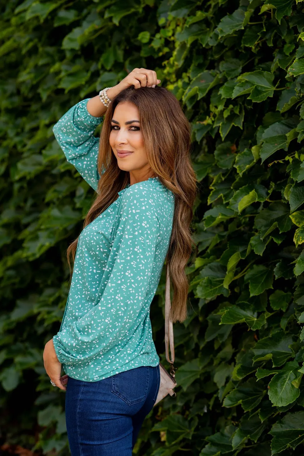 Confetti Tie Top Blouse