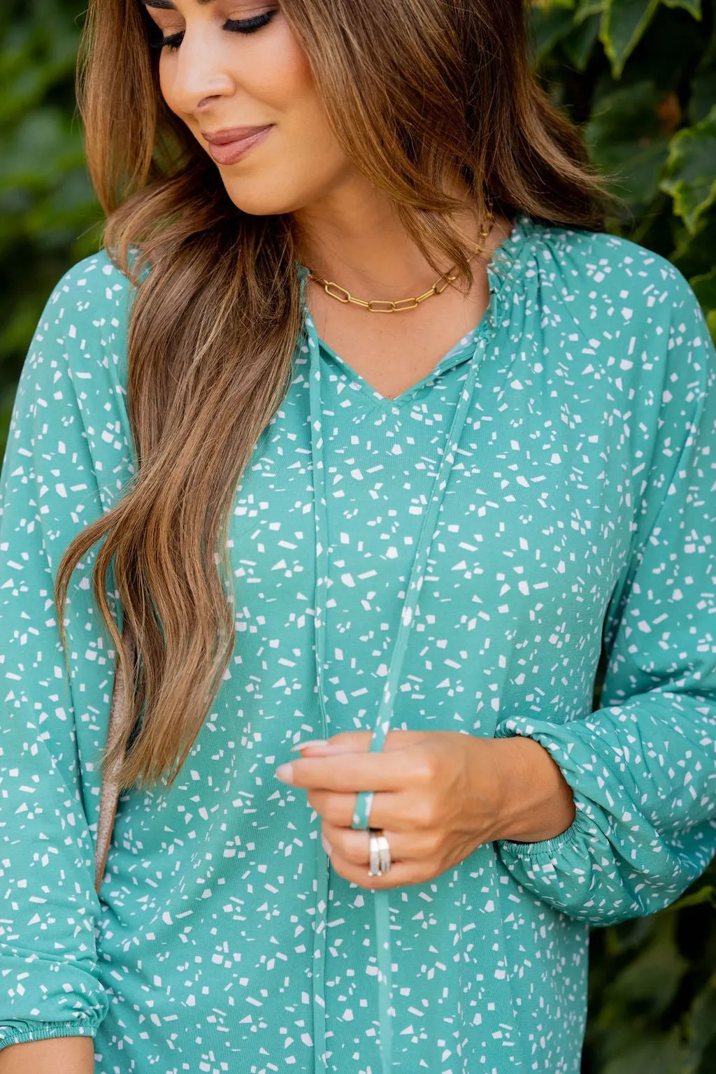 Confetti Tie Top Blouse