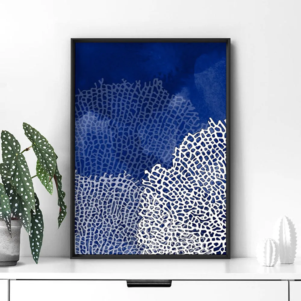 Coral Sea Fans Vertical Blues - Art Print