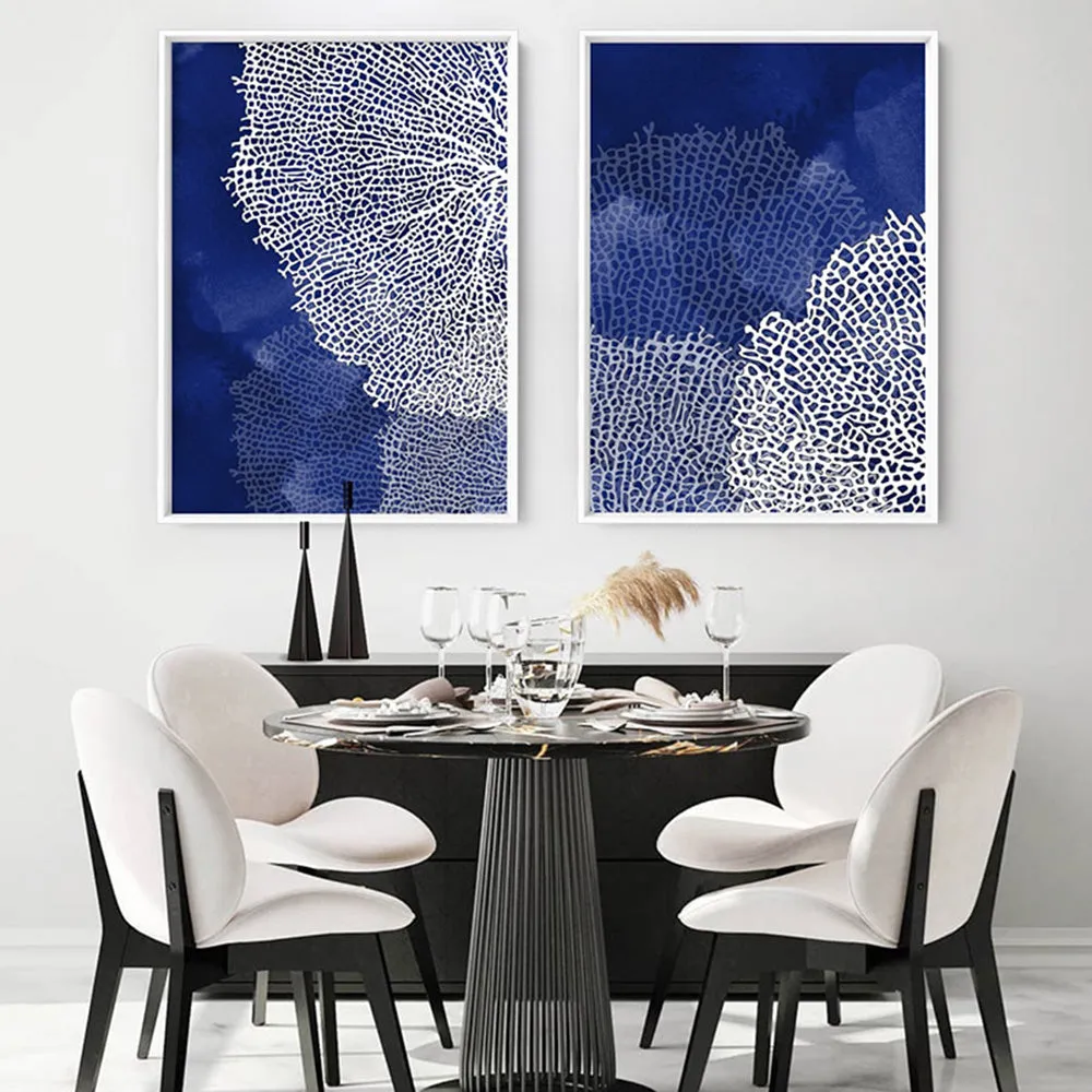 Coral Sea Fans Vertical Blues - Art Print