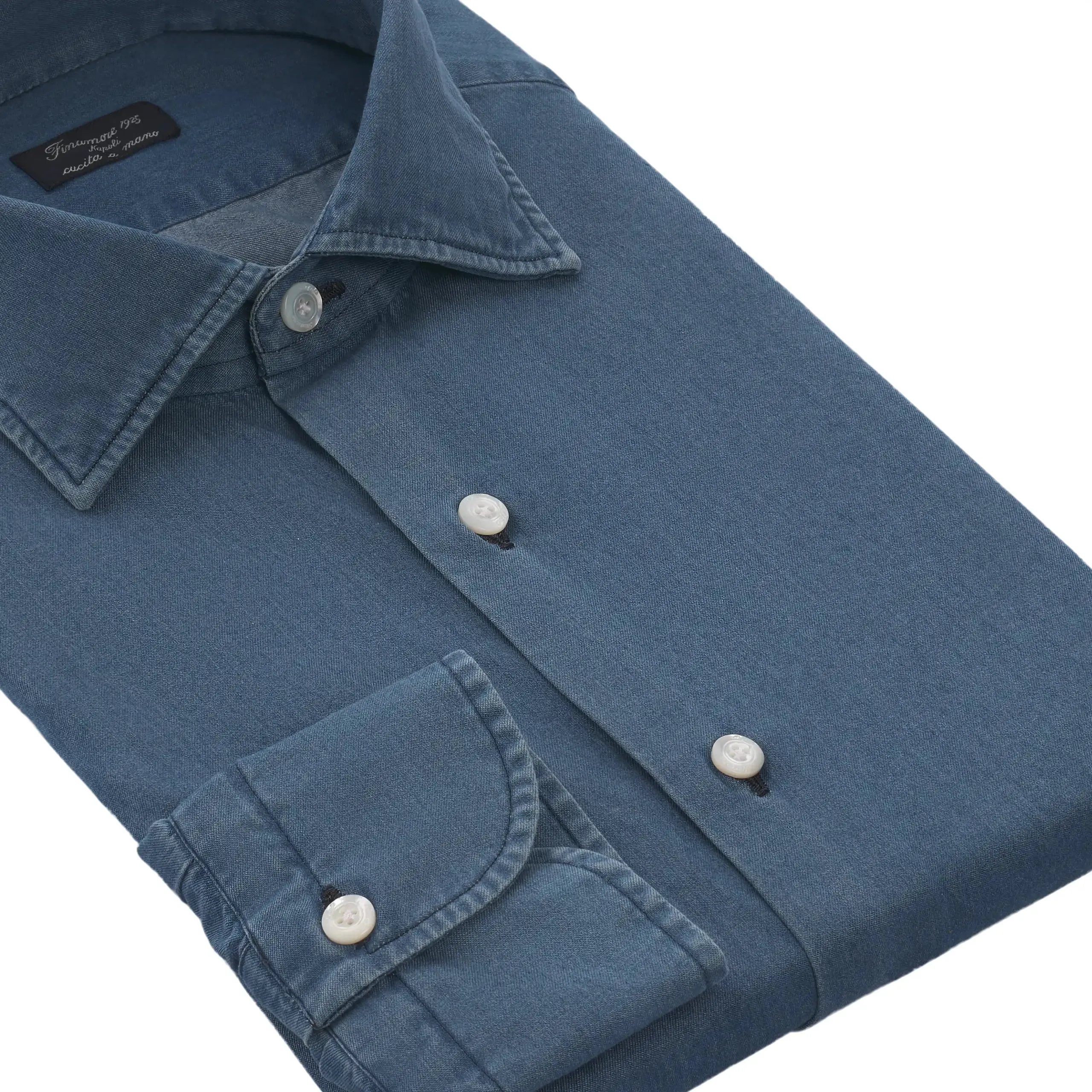 Cotton Blue Denim Shirt with Soft Collar
