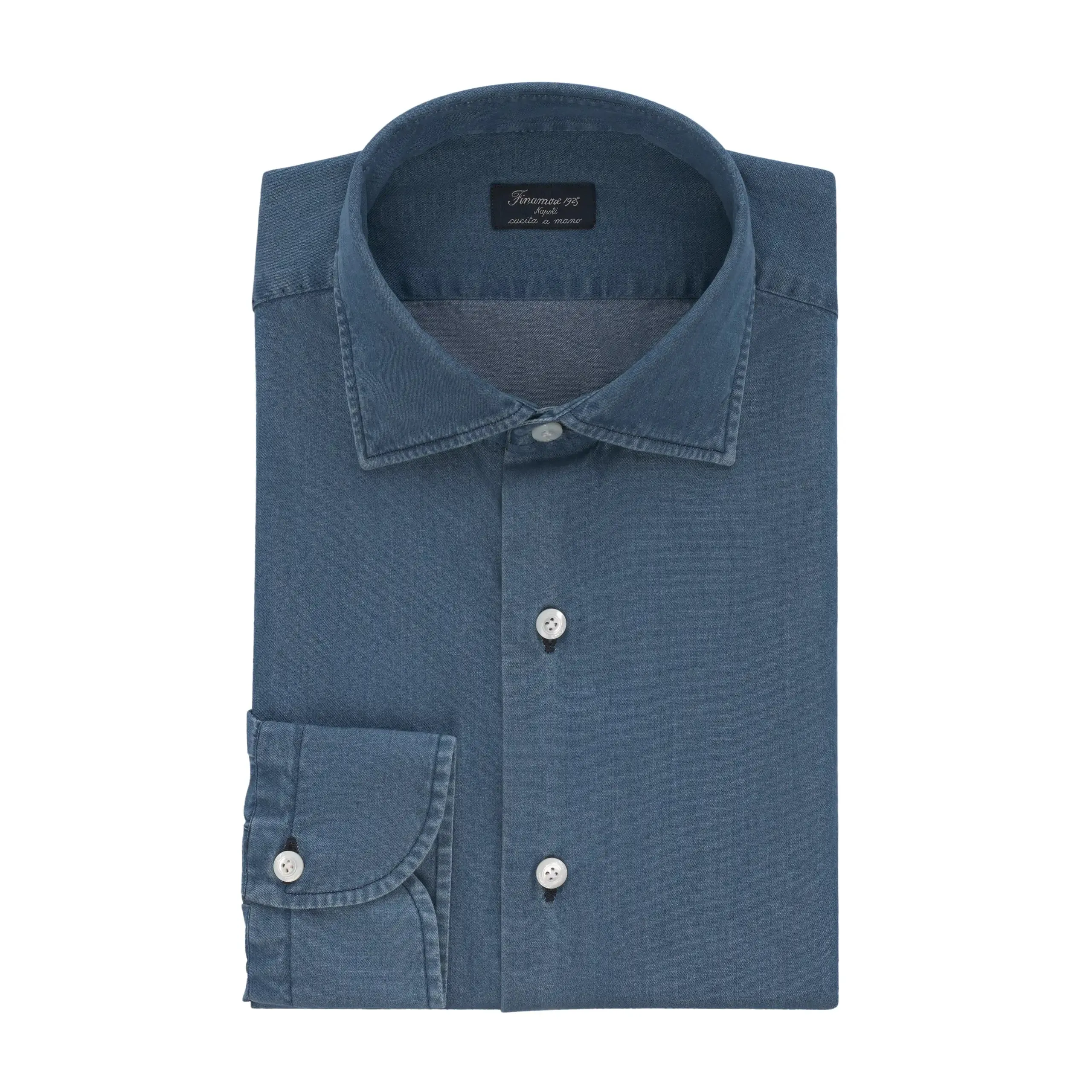 Cotton Blue Denim Shirt with Soft Collar