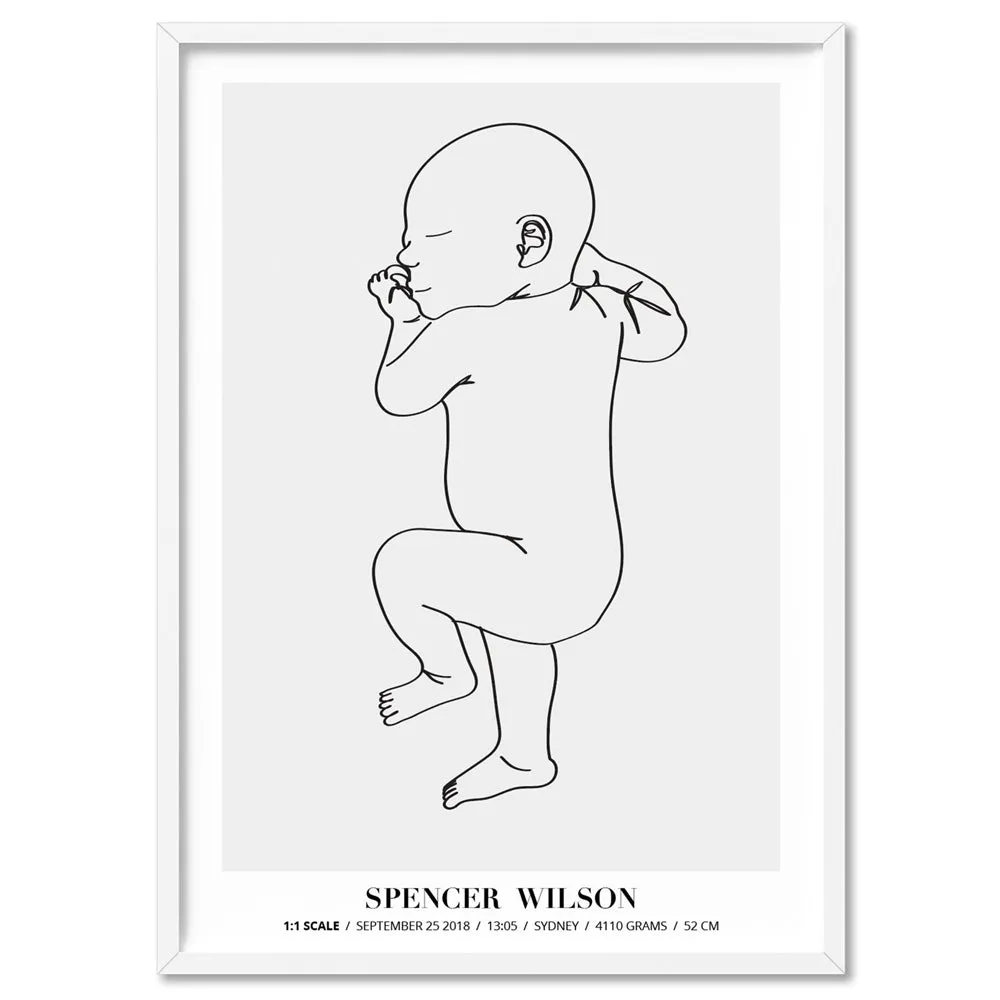 Custom Baby Birth Print - Line Art Style | 50x70cm (20x28" in USA)